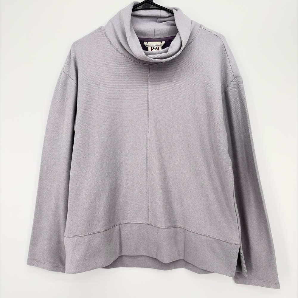 Avalanche Women's Medium Gray Cowl Neck Stretch Pullover High Low Hem